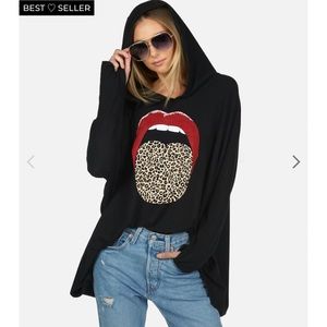 Lauren Moshi Wilma X Leopard hooded black sweatshirt